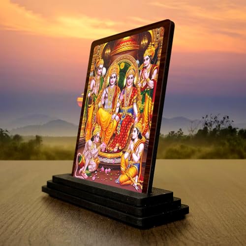 Image 3 of Ram Darbar Wooden Idol for Pooja Room 4x5 Inch HD Printed Auspicious Blessing Decor