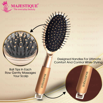 Image 4 of Majestique Golden Oval Detangler Brush - Friendly Detangling Brush Ultra-Soft Tipped Nylon