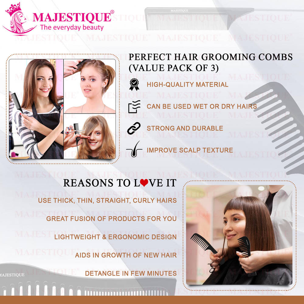 Image 3 of Majestique Hair Grooming Combs Set Of 3