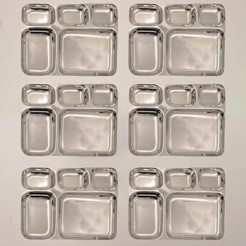 Image 6 of Pack of 6 for the product Spillbox Stainless Steel Tiffin Plate