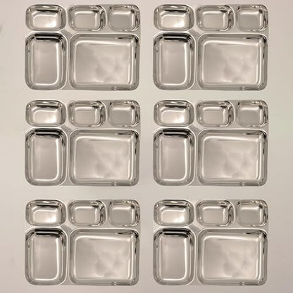 Image 6 of Pack of 6 for the product Spillbox Stainless Steel Tiffin Plate