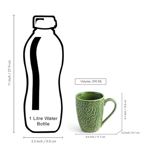 Image 7 of ExclusiveLane Green Flora Ceramic Coffee Mugs Set of 2 290 ml