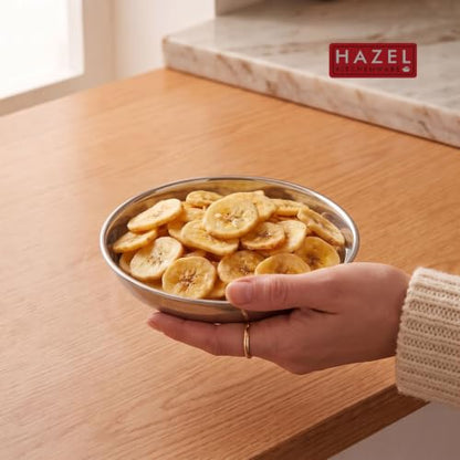 Image 2 of HAZEL Stainless Steel Plates Set for Nashta Serving 300 ML Set of 1