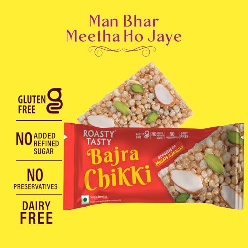 Image 4 of Roasty Tasty Bajra Chikki | Millet Chikki Bars | Peanut Chikki with Jaggery | Pack of 2 | 20 Pcs | 15g each