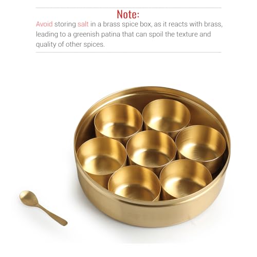 Image 2 of ExclusiveLane Floral Brass Spice Box for Kitchen with Spoon 7 Containers 100 ml