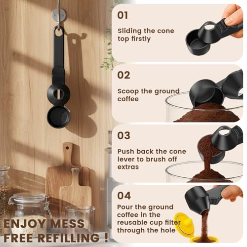 Image 3 of Supvox Coffee Measuring Spoon, Sliding Level Scoop Funnel For DIY Capsules