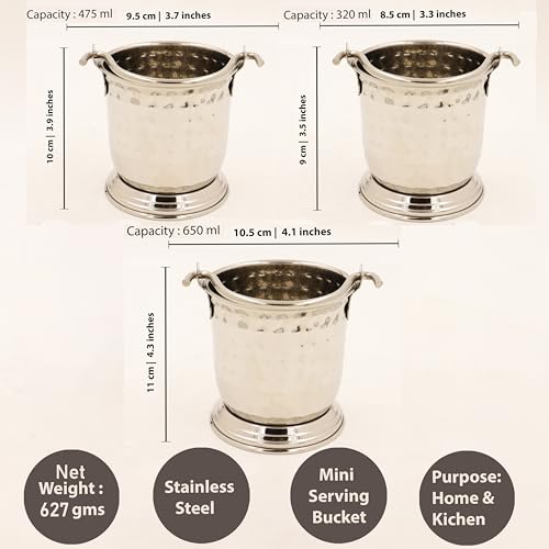 Image 6 of Spillbox Stainless Steel Serving Bucket Mini Set of 3