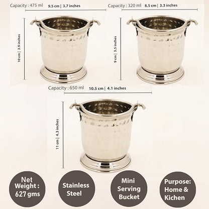 Image 6 of Spillbox Stainless Steel Serving Bucket Mini Set of 3