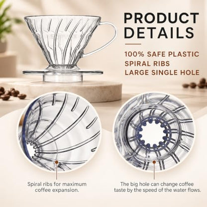 Image 6 of Supvox V60 Coffee Dripper Heat Resistant Resin Pour-Over Coffee