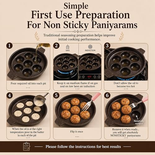 Image 3 of 6th Planet 7 Pit Cast Iron Paniyaram Pan