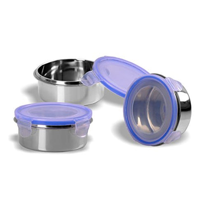 Image 2 of 350 ml, Set of 3 for the product Sumeet Stainless Steel Airtight & Leak Proof L&L Containers Set, Size 350ML -4Pc, Silver