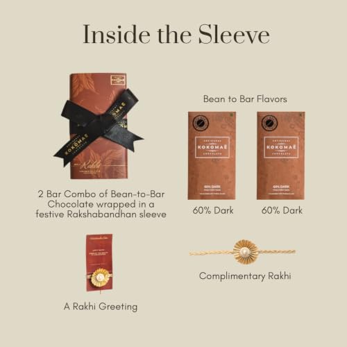 Image 4 of KOKOMAE Rakhi Gift Hamper | 2 Artisanal 60% Dark Chocolate Bars