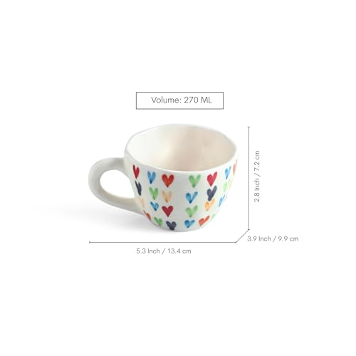 Image 7 of ExclusiveLane Colourful Hearts Ceramic Coffee Mugs Set of 2 270 ml