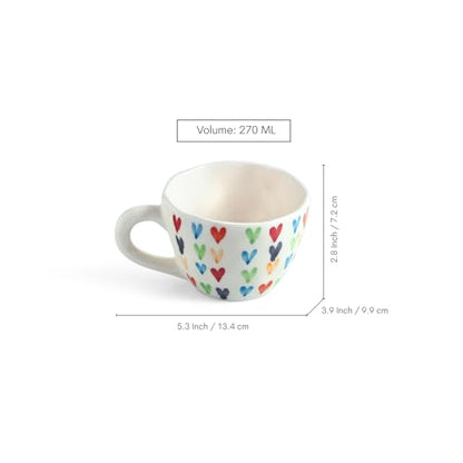 Image 7 of ExclusiveLane Colourful Hearts Ceramic Coffee Mugs Set of 2 270 ml