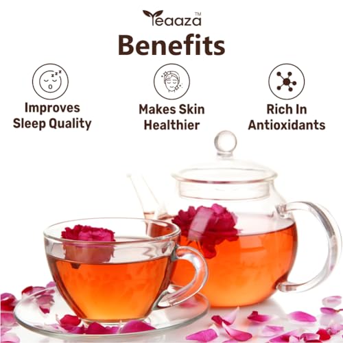 Image 4 of Teaaza Rose Green Tea Bags | 25 Pieces | For Glowing Skin | Made with 100% Whole Leaf & Natural Rose Petals