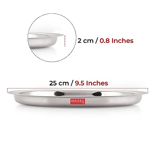 Image 4 of HAZEL Stainless Steel Plates Set 25 cm Pack of 3