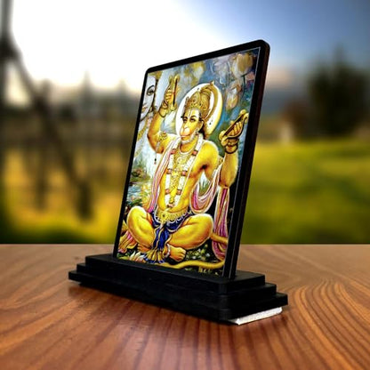 Image 2 of Hanuman Wooden Idol - Glossy Finish 7.5X10cm | Murti for Car Dashboard & Home Temple | Perfect Small Statue for Door Entrance & Puja | Enhance Spaces