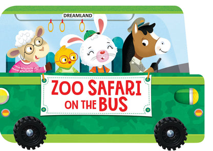Image 1 of Board Book for the product Dreamland Zoo Safari on the Bus- A Shaped Board book with Wheels : Children Picture Board Book