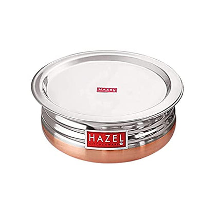 Image 3 of HAZEL Copper Bottom Uruli with Lid, 1300 ML