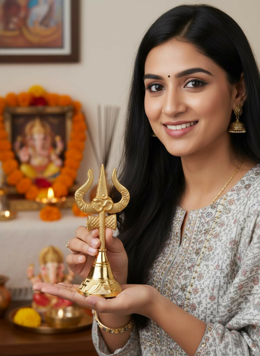 Image 2 of Sacch Trishul Pooja Bell For Temple & Prayer Room