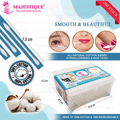 Image 2 of Majestique Dual-purpose Cotton Swab Makeup Remover Stick - 200 Pcs