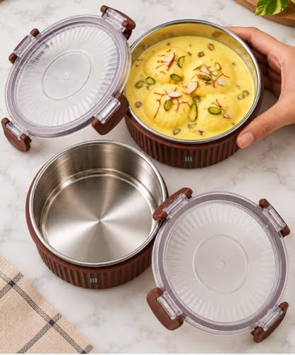 Image 1 of Default Title for the product MARU Steel Tiffin Lunch Box Set of 2, 450ml Each