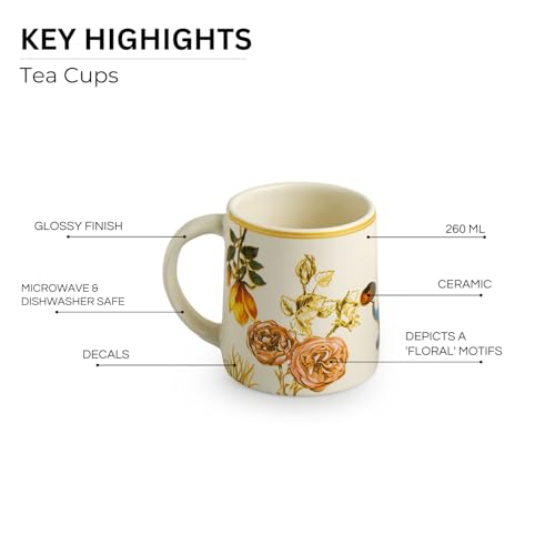 Image 4 of ExclusiveLane Floral Ceramic Tea Cups Set of 6 260 ml Microwave Safe Multicolor