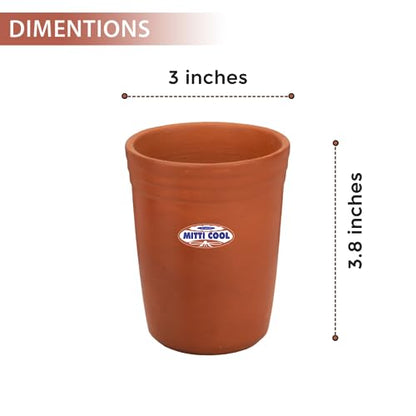 Image 2 of Mitti Cool Handmade Indian Terracotta Clay Dinner Glass Set - 6 Pieces, 200ml. Reusable & Multi-Purpose
