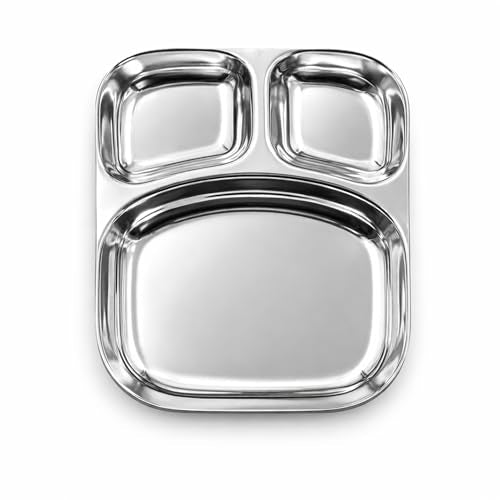 Image 1 of Small-1 for the product Spillbox Stainless Steel Dinner Plate with 3 Compartments