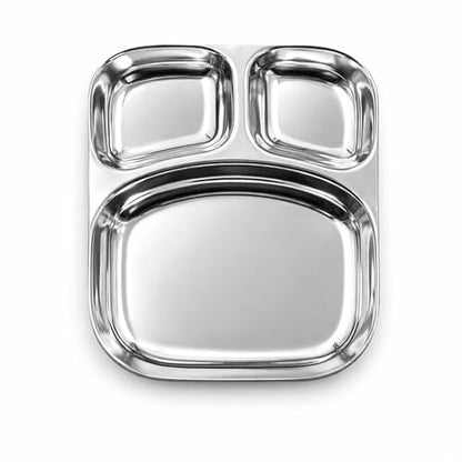 Image 1 of Small-1 for the product Spillbox Stainless Steel Dinner Plate with 3 Compartments