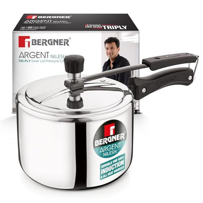 Image 2 of 2.5 Litres for the product Bergner Argent Triply Stainless Steel Pressure Cooker
