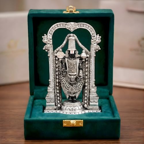 Image 1 of Default Title for the product Dev Aastha 999 Pure Silver Plated Standing Balaji Idol - 8 Inch
