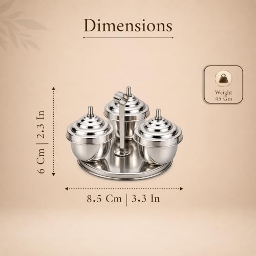 Image 5 of Spillbox Traditional Handcrafted Stainless Steel Kumkum Holder 3 IN 1 Chomuka