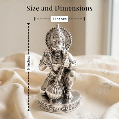 Image 2 of Dev Aastha 999 Silver Plated Hanuman Idol 7 Inch