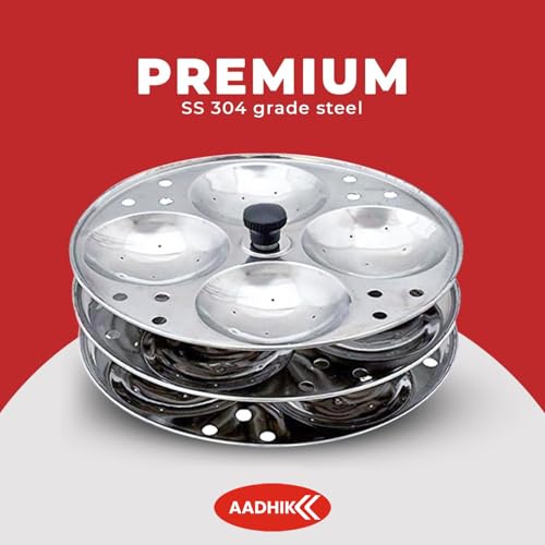 Image 4 of AADHIK Stainless Steel Idli Maker 3 Plate 13 Idli Cooker | Heavy Gauge Idli Stand with 13 Big Idli Capacity | Multipurpose Idli Steamer for Dhokla, Modak & Momo | Kitchen Accessories