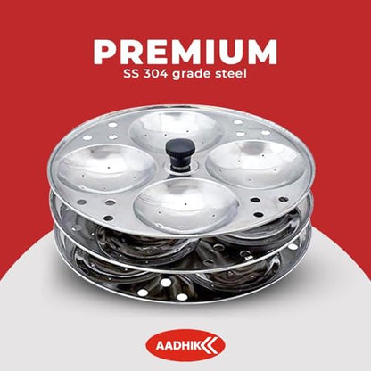 Image 4 of AADHIK Stainless Steel Idli Maker 3 Plate 13 Idli Cooker | Heavy Gauge Idli Stand with 13 Big Idli Capacity | Multipurpose Idli Steamer for Dhokla, Modak & Momo | Kitchen Accessories