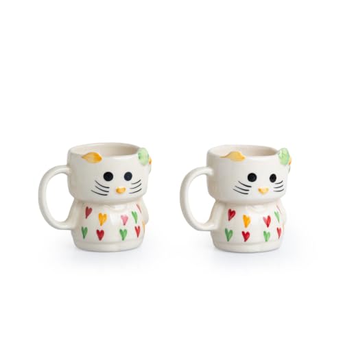 Image 3 of ExclusiveLane Kitty Charm Ceramic Coffee Mug Set of 2 310 ml