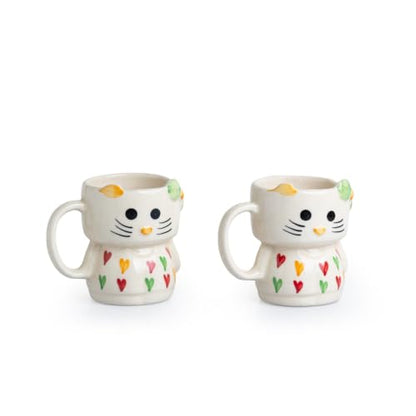 Image 3 of ExclusiveLane Kitty Charm Ceramic Coffee Mug Set of 2 310 ml
