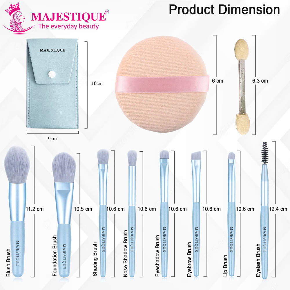 Image 2 of Majestique Makeup Brush Set With Powder Puff And Stick