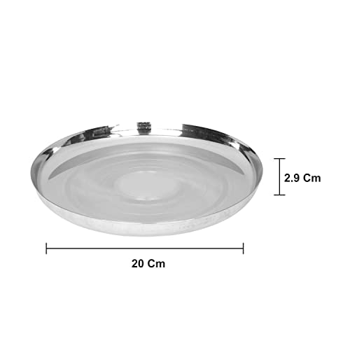 Image 7 of neelam Stainless Steel 9, 18 Gauge Diamond J.K Khumcha Thali, 20.5 cm, Set of 12