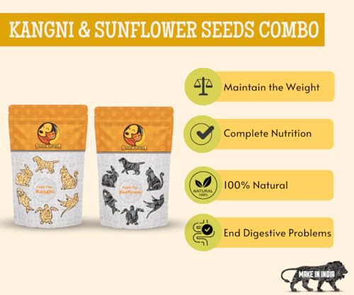 Image 5 of Foodie Puppies Sunflower Seeds & Kangni/Foxtail Millet Seed Combo for Birds - Pouch 1 Kg Kangni + Pouch 1 Kg Sunflower