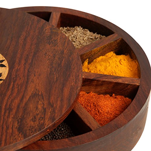 Image 11 of ExclusiveLane Sheesham Wooden Spice Box for Kitchen