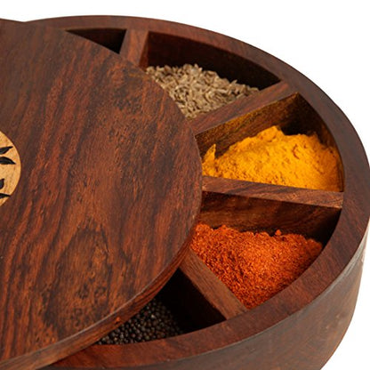 Image 11 of ExclusiveLane Sheesham Wooden Spice Box for Kitchen