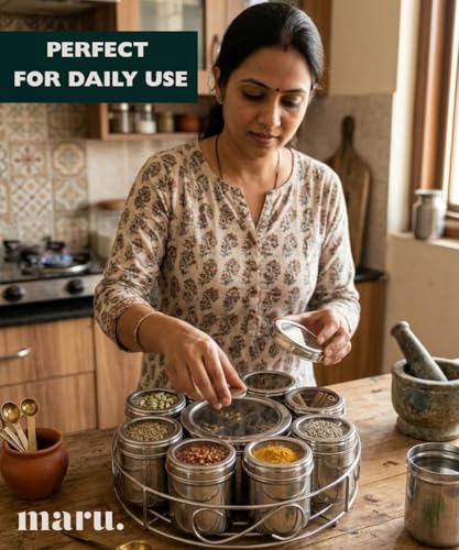 Image 6 of MARU 12IN1 Steel Masala Box/Dani with Wirestand