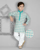 Image 1 of Joban Fashion Kids Island Cotton Full Sleeves Striped Kurta and Pyjama- Teal Blue