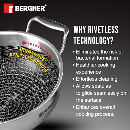 Image 7 of BERGNER Hi-Tech TriPly Stainless Steel Kadai 20cm 1.5L