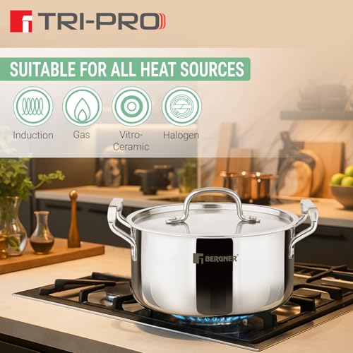 Image 7 of BERGNER Tripro Tri-Ply Cook and Serve 22 cm Casserole with Lid 4 litres