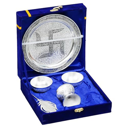 Image 3 of Webelkart Silver Plated Swastik Pooja Thali Set (Silver)