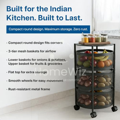 Image 3 of HomeWiz Round Kitchen Rack 3- Layer