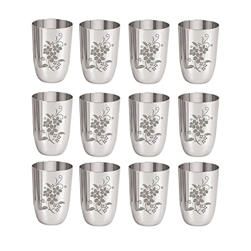 Image 1 of Default Title for the product neelam Stainless Steel 7, 18 Gauge Lazer Etching Glass, 300 ml, Set of 12